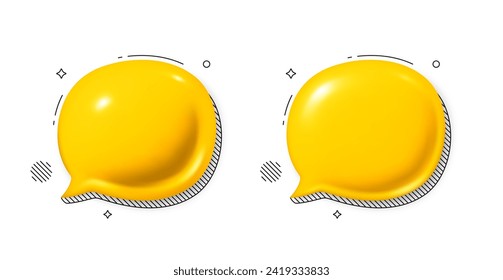 Sprechen Sie Luftblasen-Symbole. 3D-Chat-Kommentarsymbole gesetzt. Sprich gelbe Box. Modernes, realistisches 3D-Design. Unterstützen Sie Sprachblasen, Chat-Meldungsfeld. Banner für den Dialog in sozialen Medien. Vektorgrafik