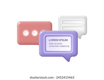 Speech bubble icons in 3D style with backlight. Vector illustration.
