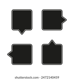 Speech bubble icons. Different arrow styles. Minimalist black shapes. Vector elements.