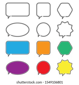 Speech bubble icons. Different geometric shapes outline symbol for web design or mobile app. Thin line sign for design logo. Black outline pictogram on white background