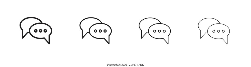 Speech bubble icons illustrations collection on white background. Pixel perfect vector graphics