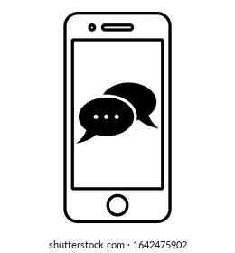 Speech bubble icons. Message text mobile talk. Communication chat signs. Quote banner in smartphone device symbol illustrator. Set A.