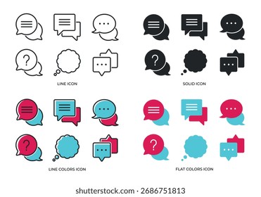 Iconos de la burbuja del discurso. Iconos de la serie multi colección