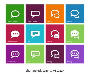 Speech bubble icons on color background. Vector illustration.