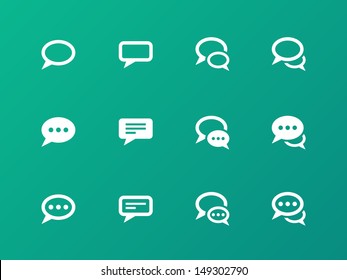 Speech bubble icons on green background. Vector illustration.