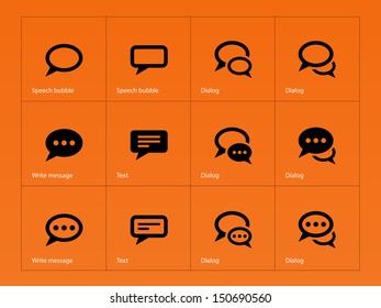 Speech bubble icons on orange background. Vector illustration.
