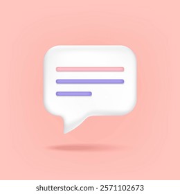 Speech bubble icons on social media isolated on pink background, chat icon, message box, cute, cartoon, 3D. Vector illustration