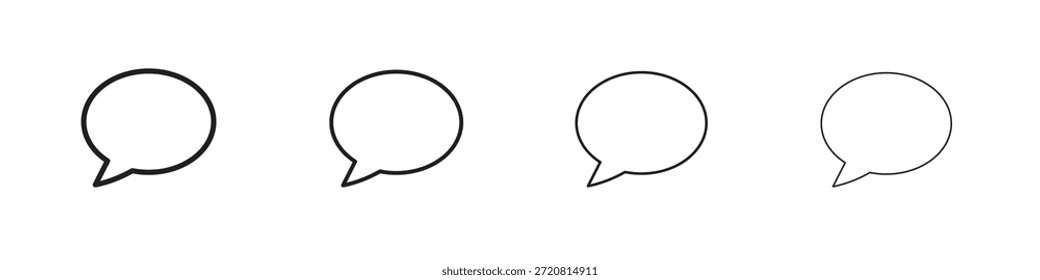 Los iconos de la burbuja de voz delinean el diseño de Vector negro. Línea con trazo editable.