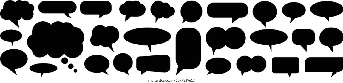 Speech Bubble Icons Set. Black speech bubble collection. Set of Speechs bubbles. Speech bubble comic. Cloud speech bubbles collection. Talk bubble. vector illustration