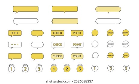 Speech Bubble Icons Set with Checkpoints and Numbers