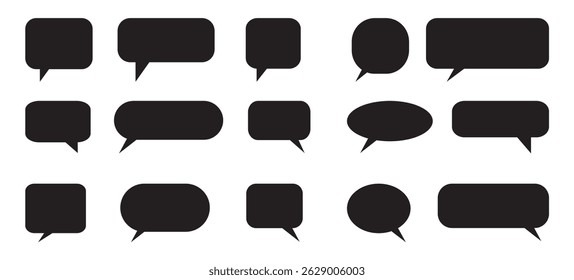  Definição de Ícones de Balão de Fala. Diferentes balões de fala para falar, diálogo, decoração. Ilustração vetorial.
