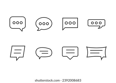 Speech bubble icons set on white background Comment, Social media message vector illustration empty comic bubbles elements vintage design, pop art Chat Think quote line Stickers Editable Stroke Thin
