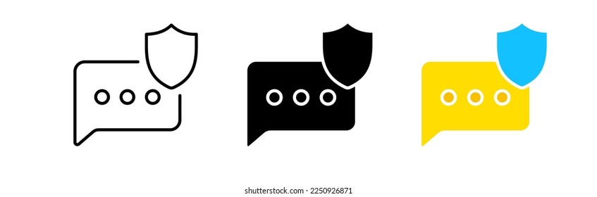 Speech bubble icons set. Privacy, lock, confidentiality, communication, chat, dialogue, social networks, gadgets, people, interlocutor. Communication concept. Vector line icon in different styles