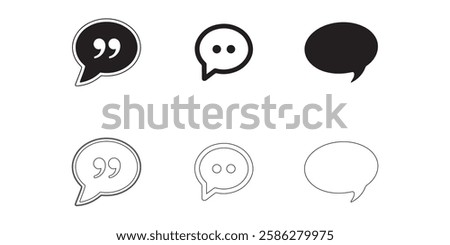 Speech bubble icons set simple clean and smooth lines and fill vector icons in black on a white background.
