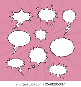 Los iconos de la burbuja de discurso establecen la burbuja de conversación. Nube de burbujas de discurso de colección. Ilustración vectorial