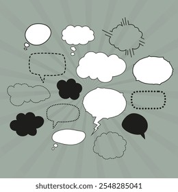Los iconos de la burbuja de discurso establecen la burbuja de conversación. Nube de burbujas de discurso de colección. Ilustración vectorial