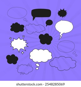 Los iconos de la burbuja de discurso establecen la burbuja de conversación. Nube de burbujas de discurso de colección. Ilustración vectorial