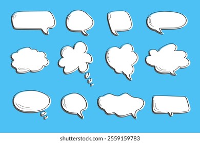 Speech Bubble Icons Set. Vector illustration speech bubble icons set on blue background. EPS 10