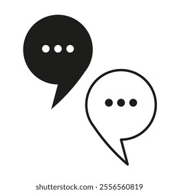 Speech bubble icons. Simple communication symbols. Dialogue vector set. Black and white outline.