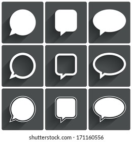 Speech bubble icons. Think cloud symbols. Vector illustration.