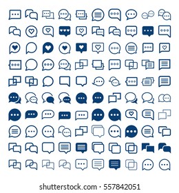 Speech bubble icons. Think cloud symbols. Vector outline illustration.