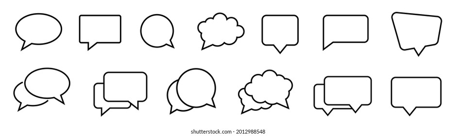 Speech bubble icons vector, set. Line style. Comic bubbles and chat outline icon collection. Vector