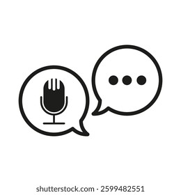 Speech bubble icons. Voice message symbols. Black minimal graphics. Vector communication shape.