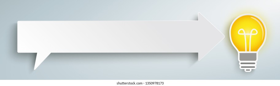 Speech bubble with idea bulb on the gray background. Eps 10 vector file.