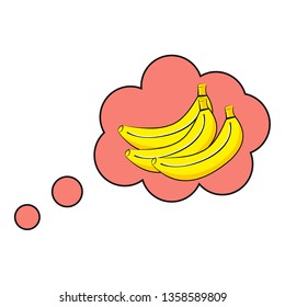speech bubble illustration with banana.vector icon for t-shirt print,wallpaper,poster,banner