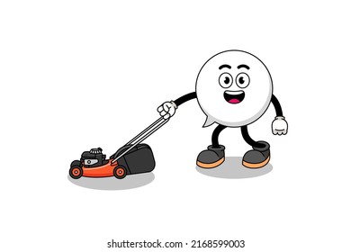speech bubble illustration cartoon holding lawn mower , character design