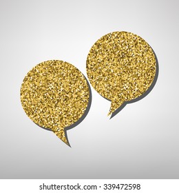 Speech bubble illustration. Golden icon