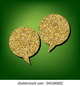 Speech bubble illustration. Golden icon
