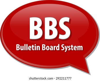 Speech bubble illustration of information technology acronym abbreviation term definition BBS Bulletin Board System