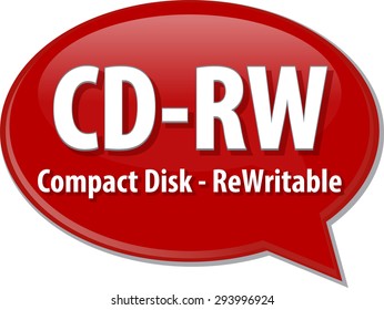 Speech bubble illustration of information technology acronym abbreviation term definition CD-RW Compact Disk Rewritable