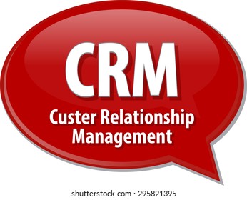 Ilustración de la burbuja de voz del acrónimo de tecnología de la información abreviatura definición de término CRM Gestión de relaciones con el cliente