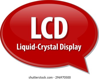 Speech bubble illustration of information technology acronym abbreviation term definition LCD Liquid Crystal Display