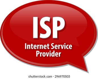 Ilustração em balão de fala do acrônimo de tecnologia da informação abreviação termo definição Provedor de Serviços de Internet ISP