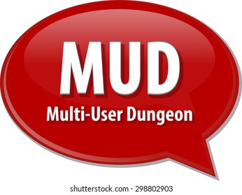 Speech bubble illustration of information technology acronym abbreviation term definition MUD Multi User Dungeon