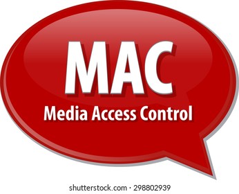 Speech bubble illustration of information technology acronym abbreviation term definition MAC Media Access Control