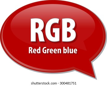 Speech bubble illustration of information technology acronym abbreviation term definition RGB Red Green Blue