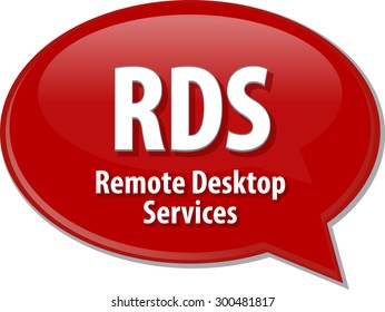 Speech bubble illustration of information technology acronym abbreviation term definition RDS Remote Desktop Services