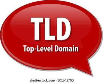 Speech bubble illustration of information technology acronym abbreviation term definition TLD Top Level Domain