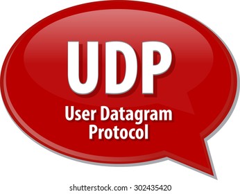 Speech bubble illustration of information technology acronym abbreviation term definition UDP User Datagram Protocol