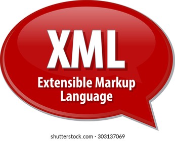 Speech bubble illustration of information technology acronym abbreviation term definition XML Extensible Markup Language