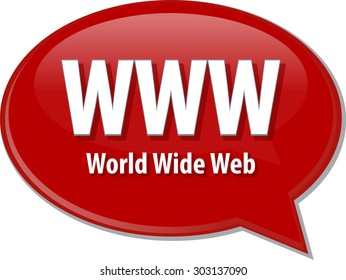 Speech bubble illustration of information technology acronym abbreviation term definition WWW World Wide Web