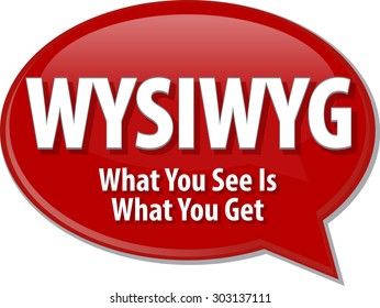 Speech bubble illustration of information technology acronym abbreviation term definition WYSIWYG What You See Is What You Get