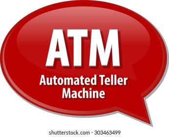 Sprechblase Illustration der Informationstechnologie Abkürzung Definition ATM Automated Teller Machine