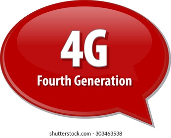 Speech bubble illustration of information technology acronym abbreviation term definition 4G fourth generation cellular data