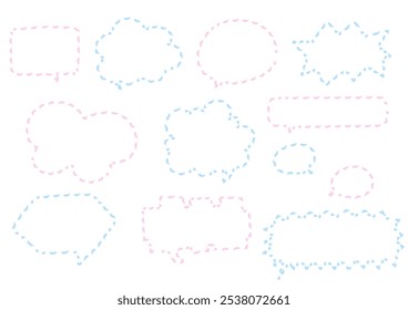 Conjunto de ilustración de burbuja de discurso. rosa y azul.