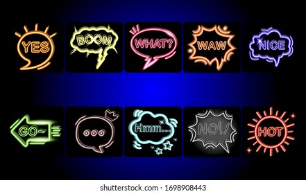 Speech bubble, Illustration vector graphic of Neon speech, lightening effect.